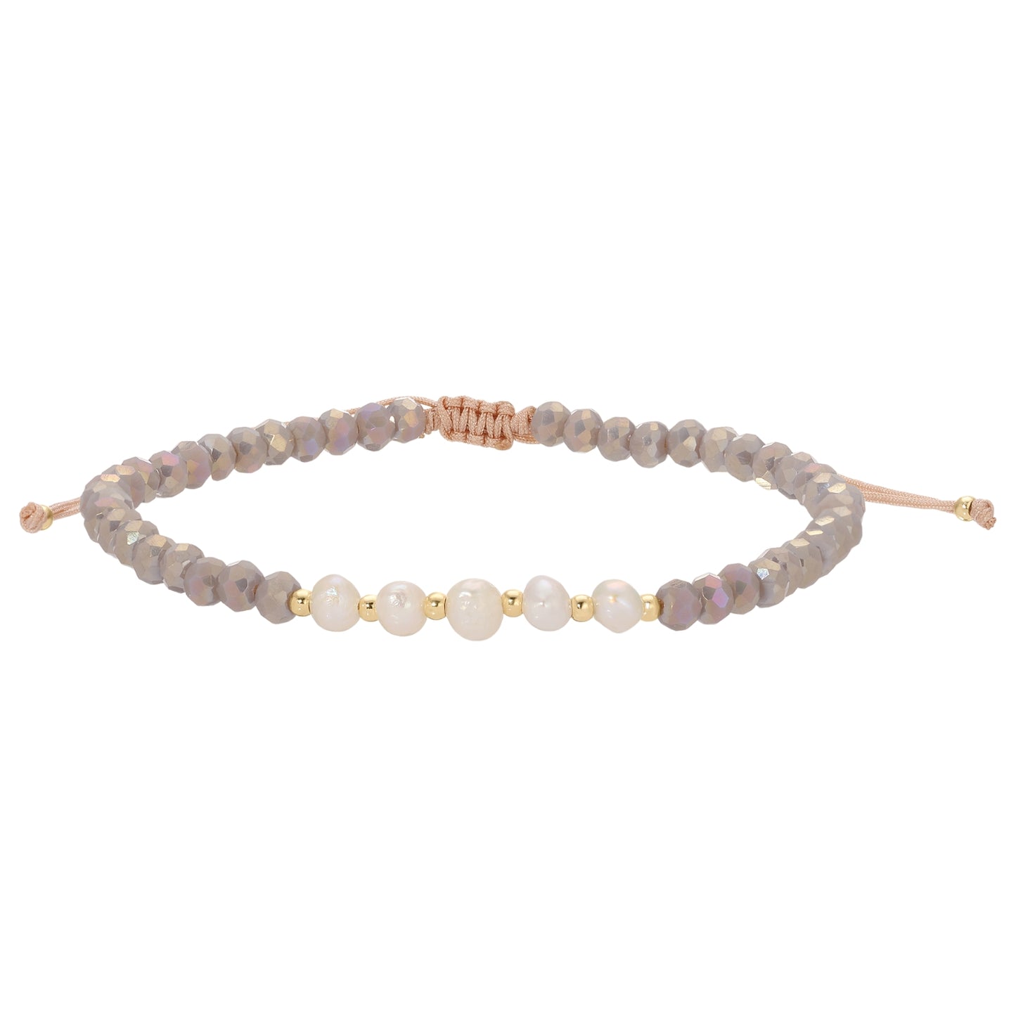 Set/12 Adjustable Crystal and Pearl Bracelets