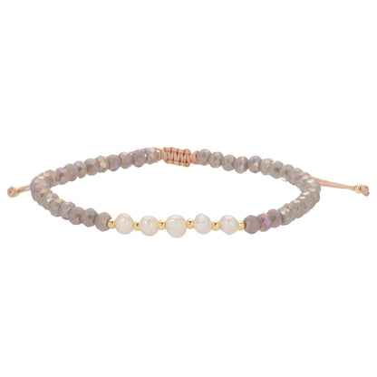 Set/12 Adjustable Crystal and Pearl Bracelets