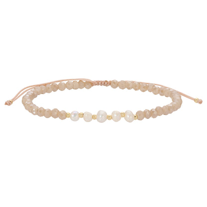 Set/12 Adjustable Crystal and Pearl Bracelets