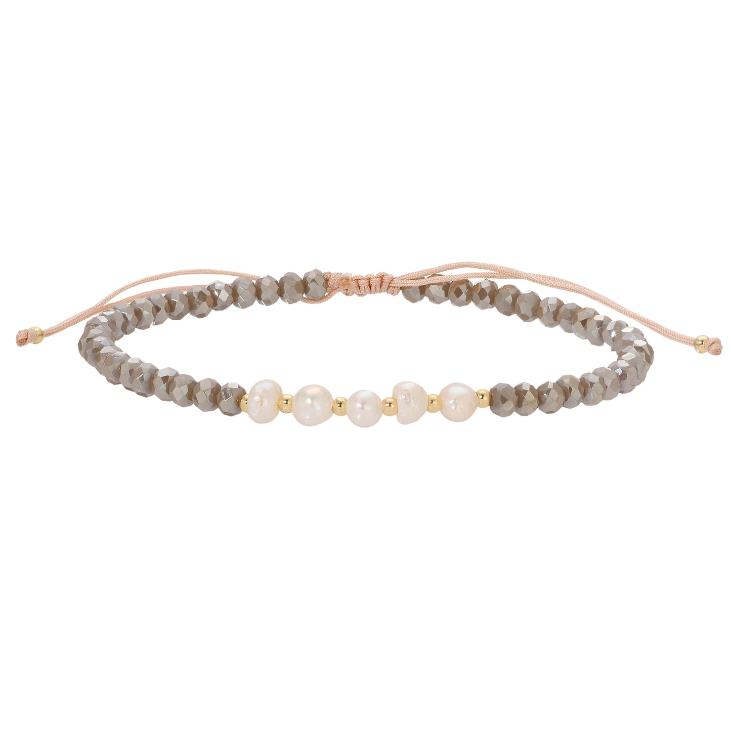 Set/12 Adjustable Crystal and Pearl Bracelets
