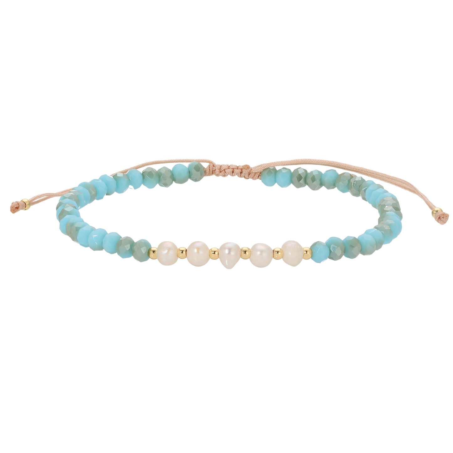 Set/12 Adjustable Crystal and Pearl Bracelets