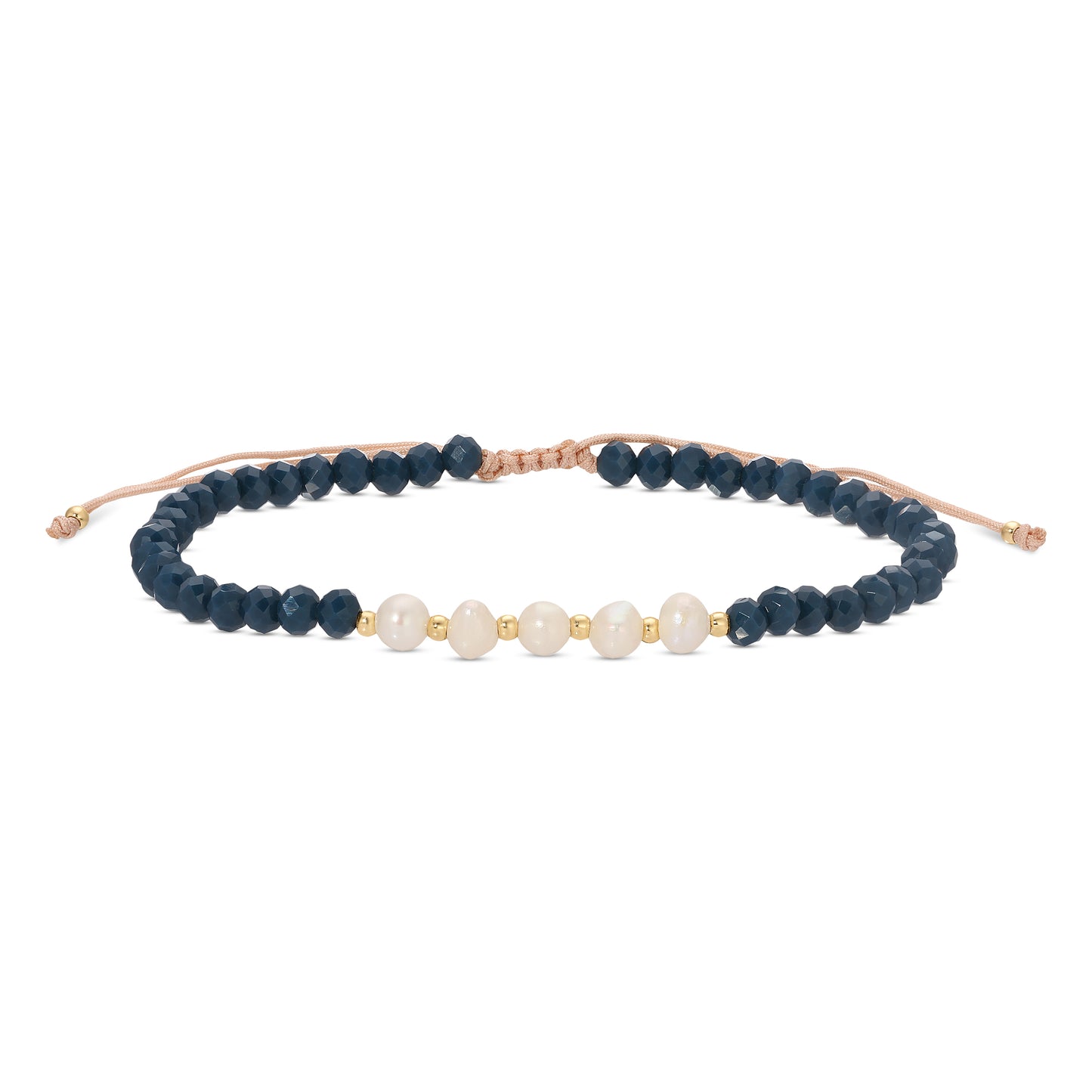 Set/12 Adjustable Crystal and Pearl Bracelets