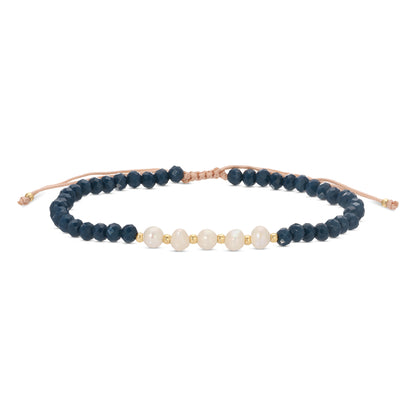 Set/12 Adjustable Crystal and Pearl Bracelets