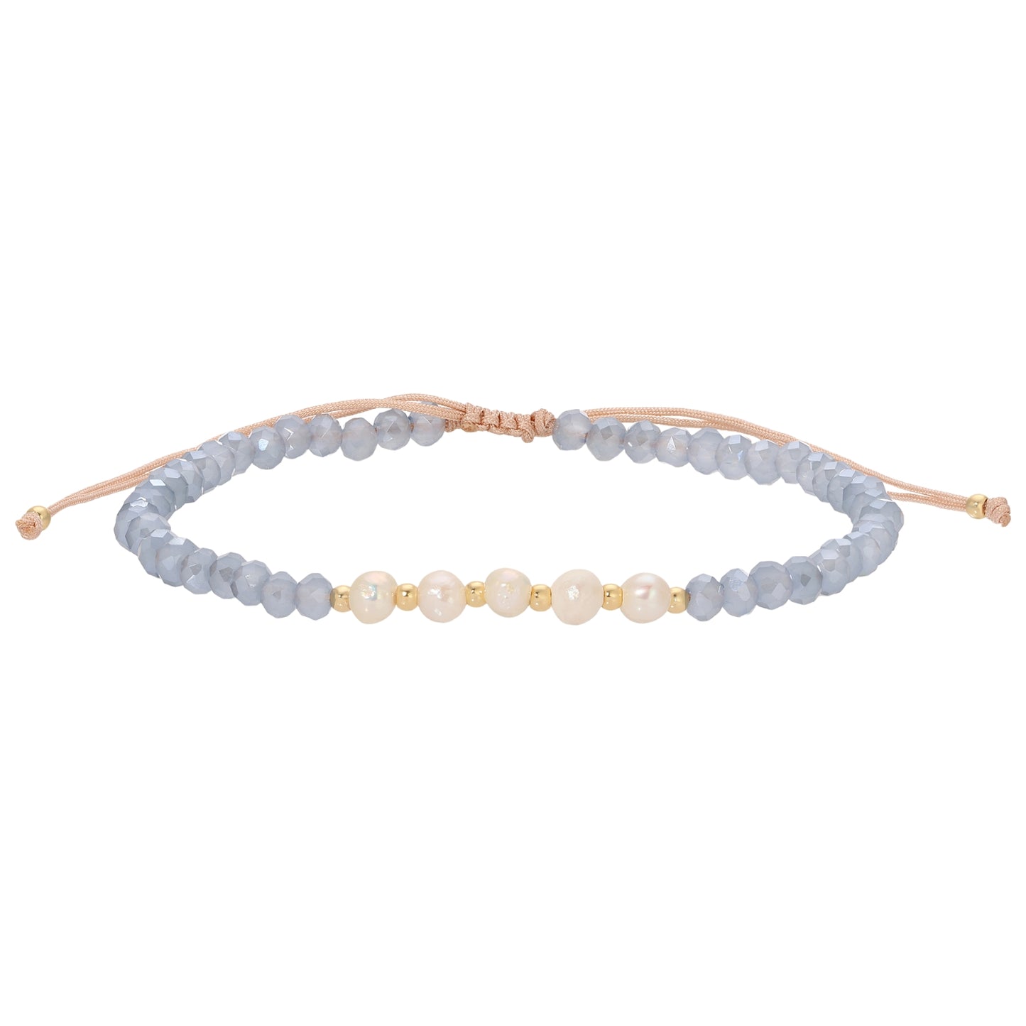 Set/12 Adjustable Crystal and Pearl Bracelets
