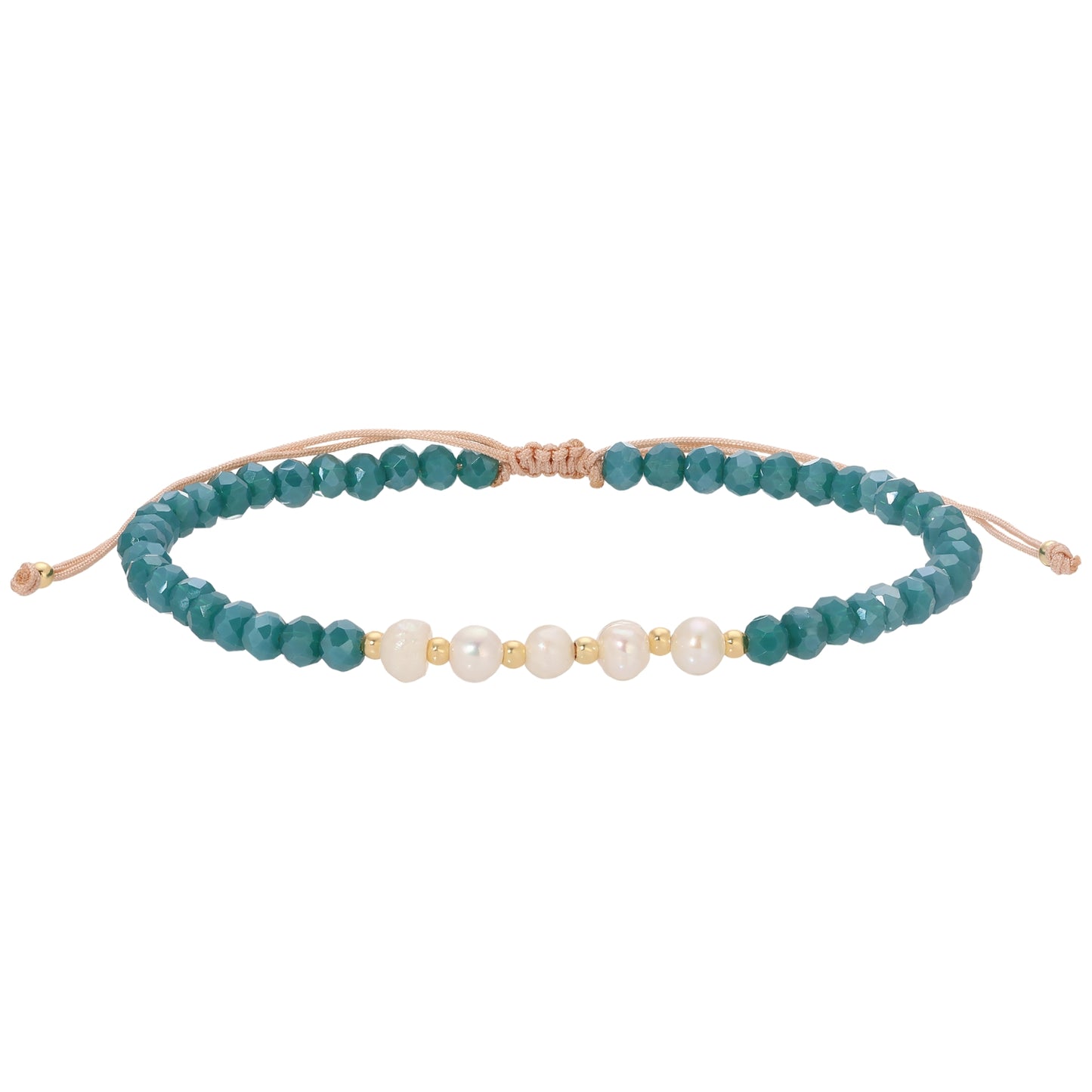 Set/12 Adjustable Crystal and Pearl Bracelets