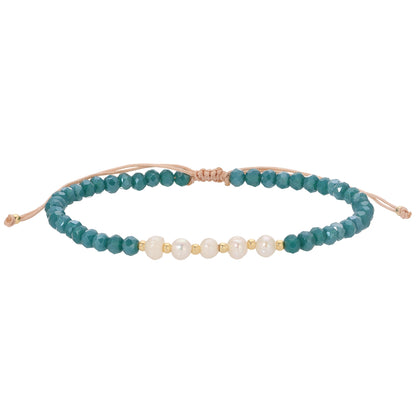 Set/12 Adjustable Crystal and Pearl Bracelets