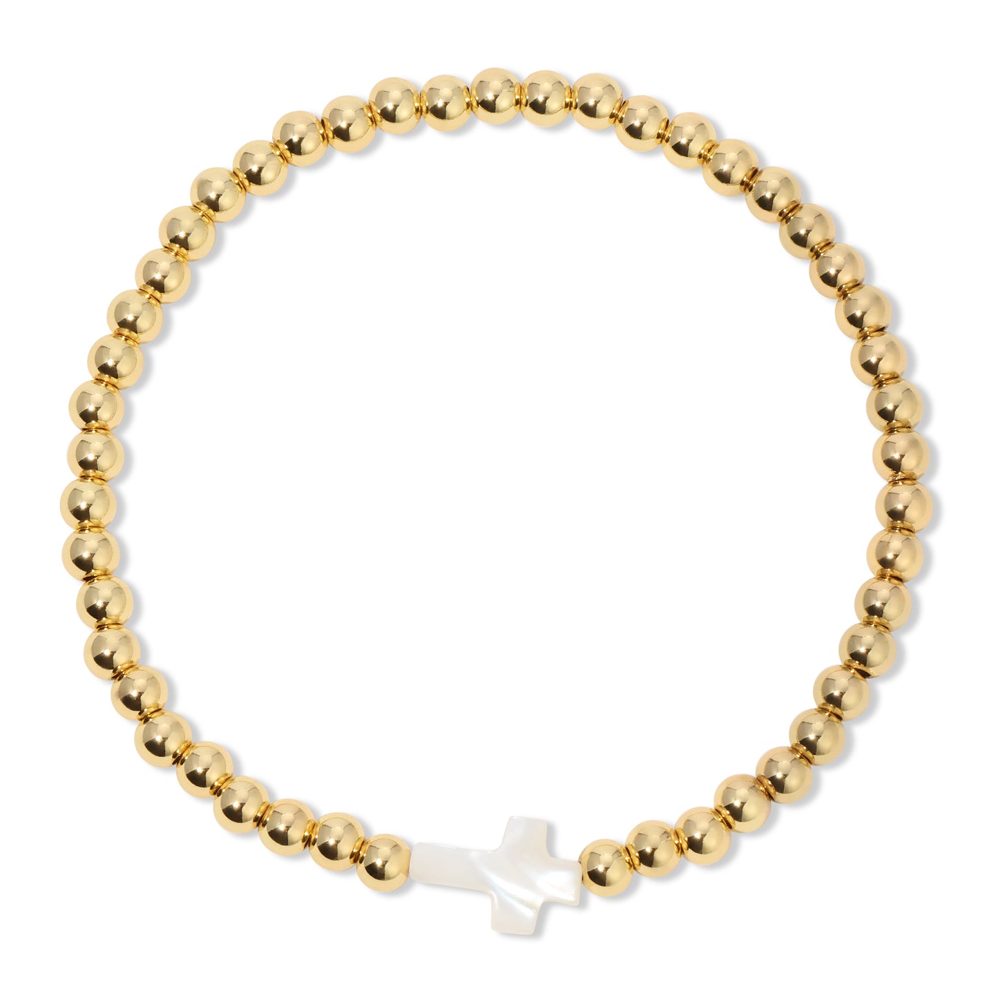 Set/12 4mm bracelet with shell cross