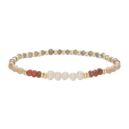 Set/12 crystal and disc stretch bracelets w/5 pearls