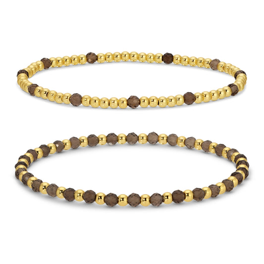 Set/2, 3mm Bead and Stone Stretch Bracelets