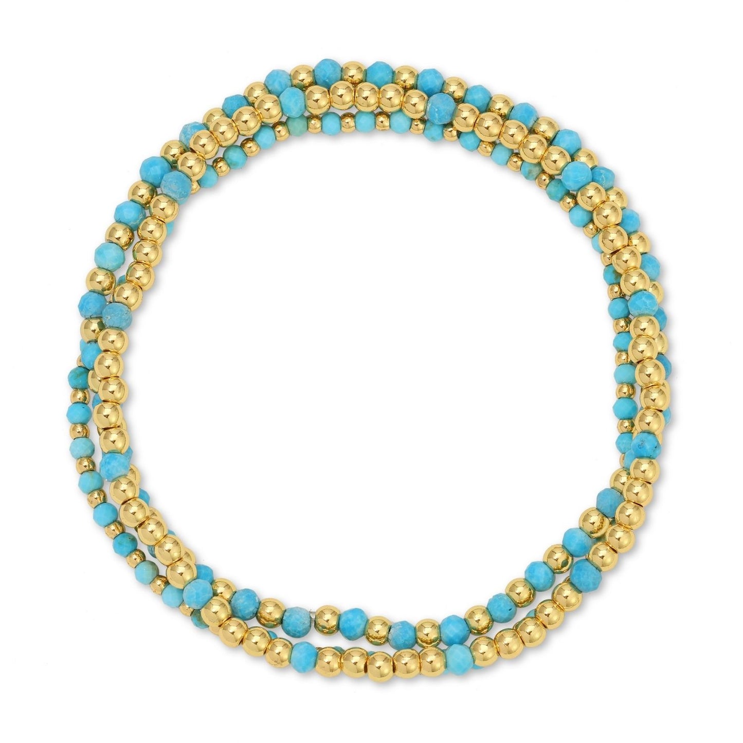 Set/12 Assorted size stone and beaded stretch Bracelets: 2mm, 3mm, 4mm