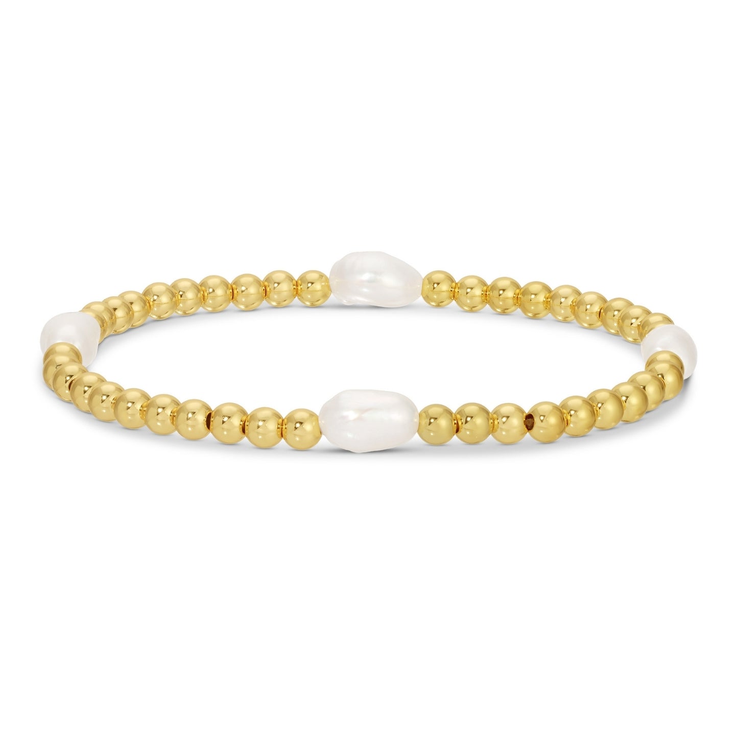 Set/12 4mm stretch bracelet with 4 medium sized pearl accents