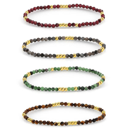 Set/12 Assorted stone or shell stretch bracelets with bead accents