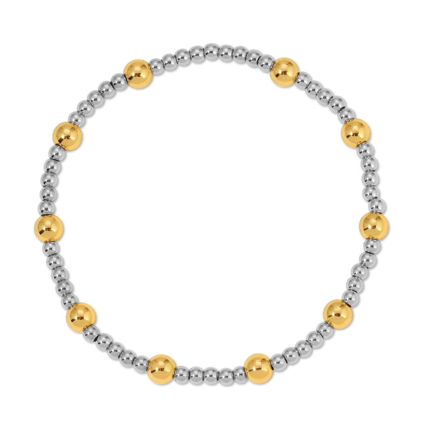 Set/12 Two-Tone Stretch Bracelet 3mm/5mm
