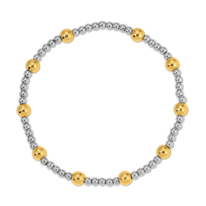 Set/12 Two-Tone Stretch Bracelet 3mm/5mm