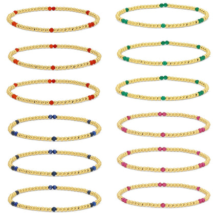 Set/12 3mm Stone Accented Stretch Bracelets