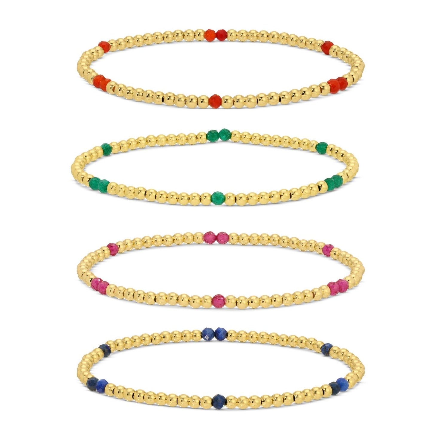 Set/12 3mm Stone Accented Stretch Bracelets