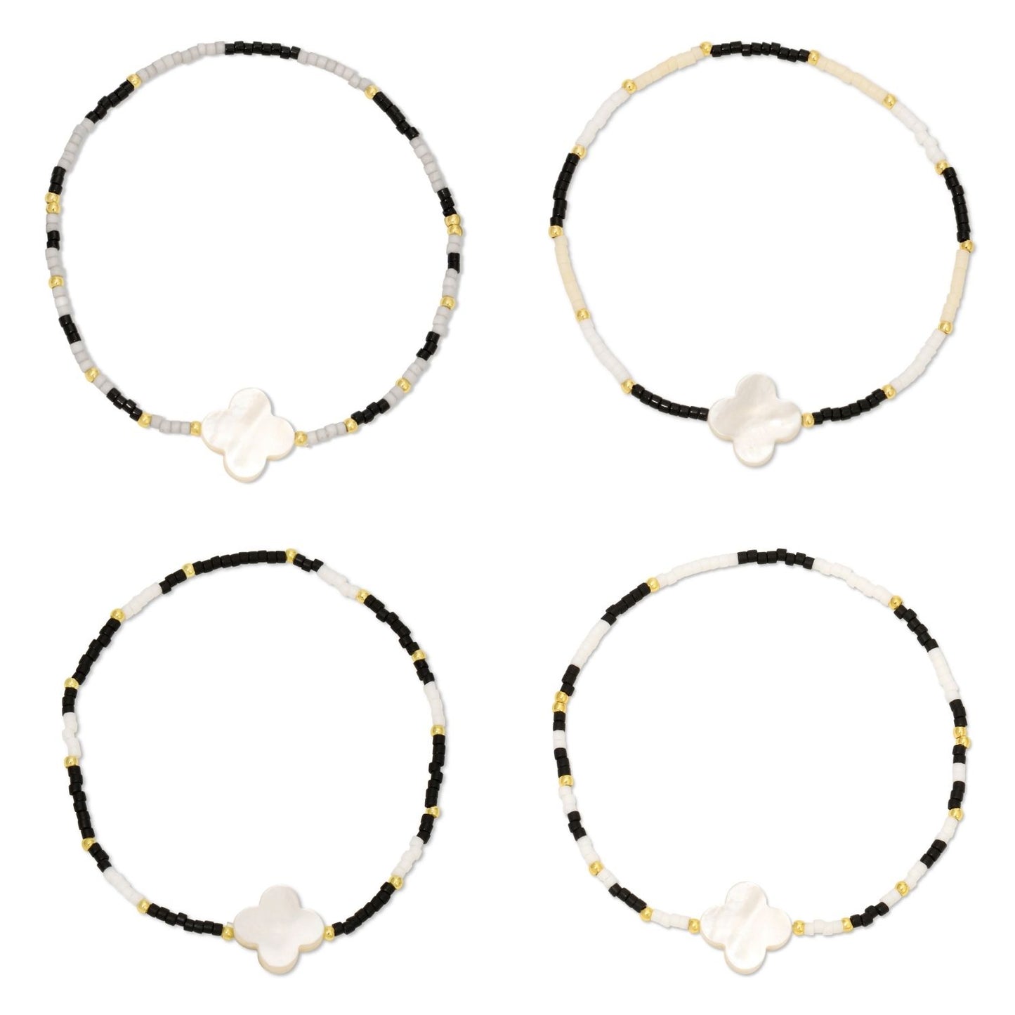 Set/12 Miyuki Delica with Shell Quatrefoil Accent