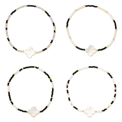 Set/12 Miyuki Delica with Shell Quatrefoil Accent
