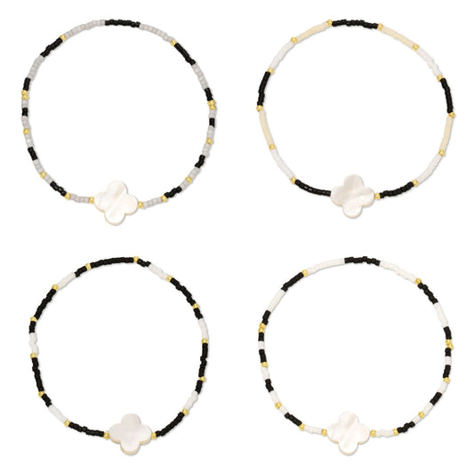 Set/12 Miyuki Delica with Shell Quatrefoil Accent