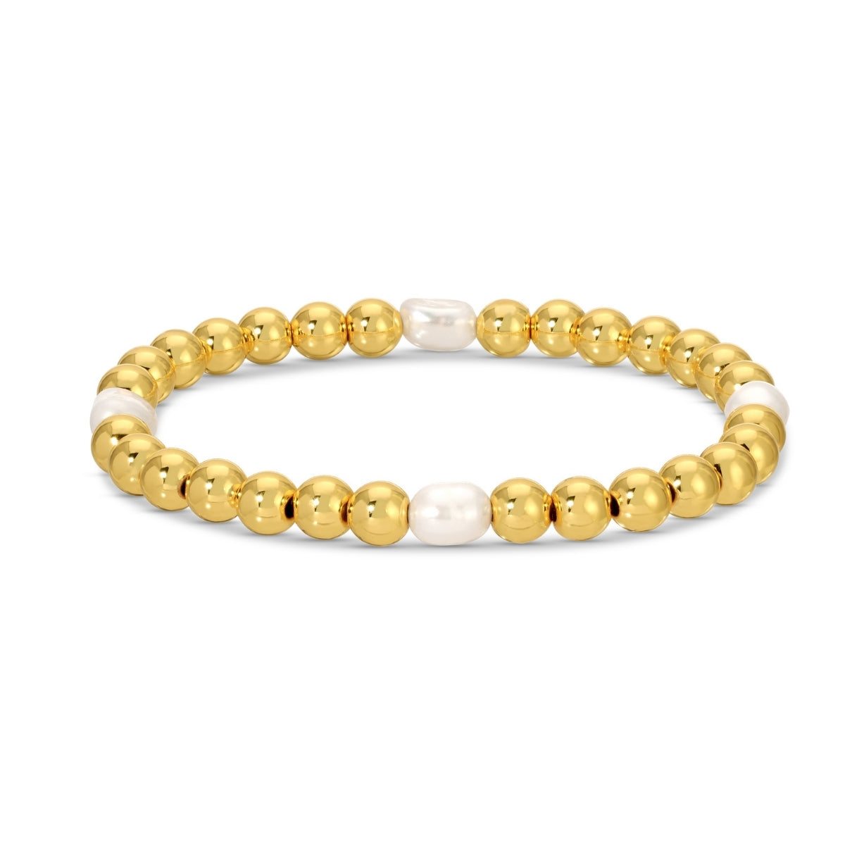 Set/12 6mm Stretch Bead Bracelets with Large Pearl Accents