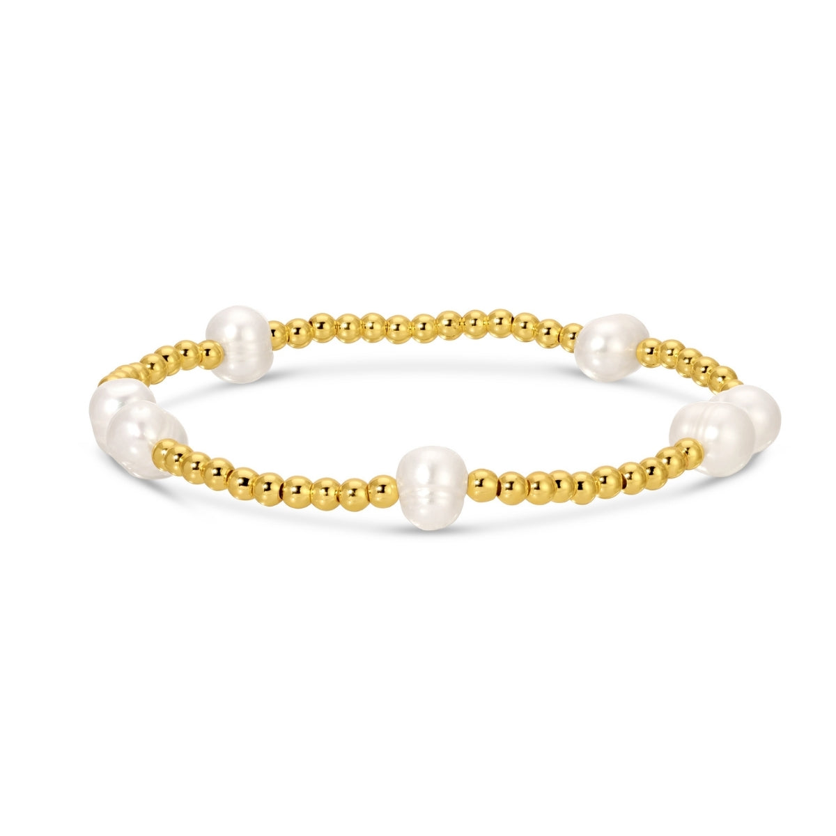 Set/12 3mm Stretch Bead Bracelets with Large Pearl Accents