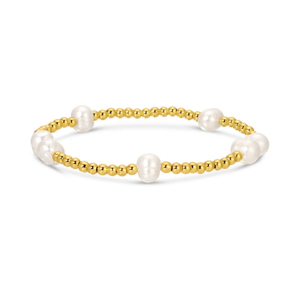 Set/12 3mm Stretch Bead Bracelets with Large Pearl Accents