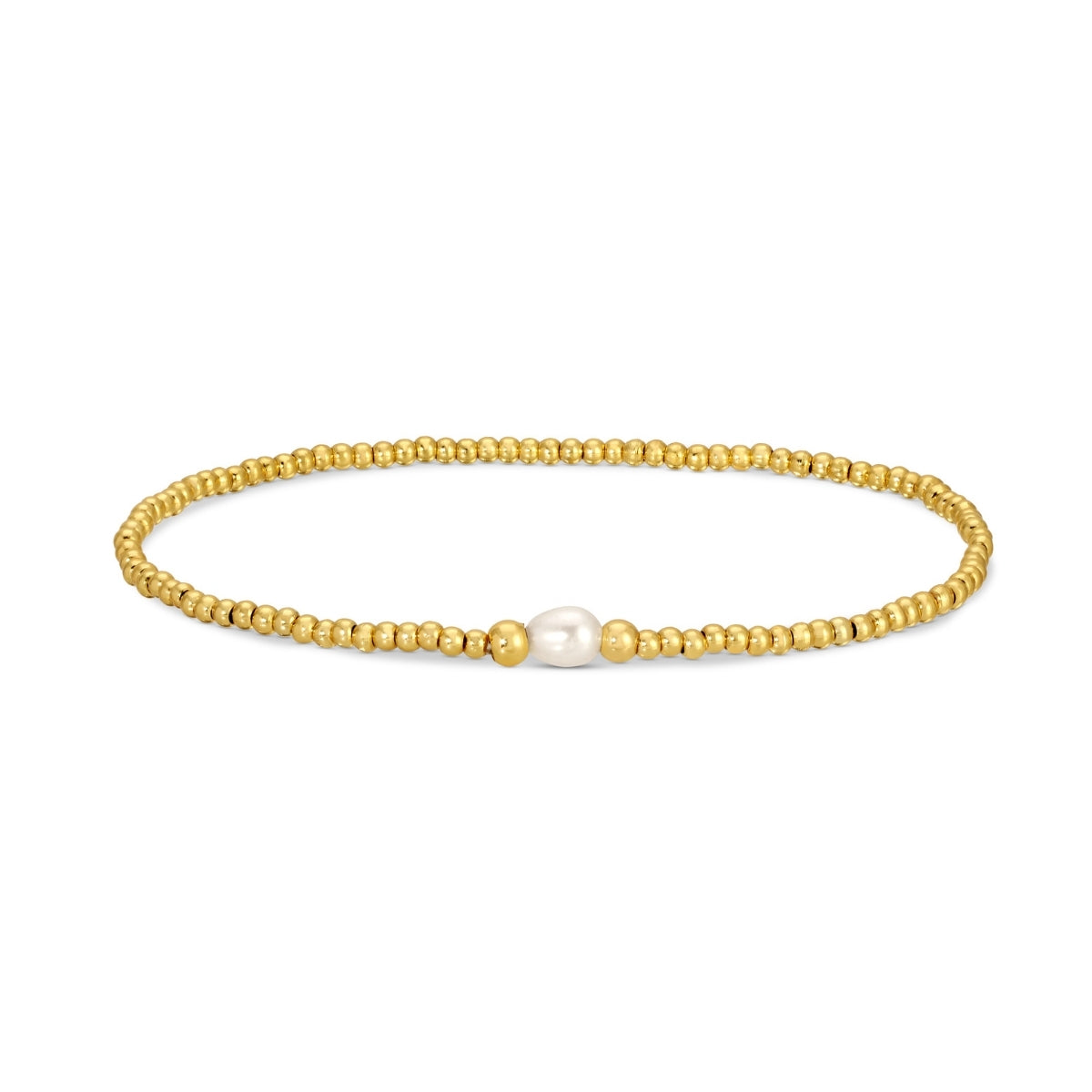 Set/12 2mm Stretch Bracelet with Delicate Pearl Between 3mm Beads