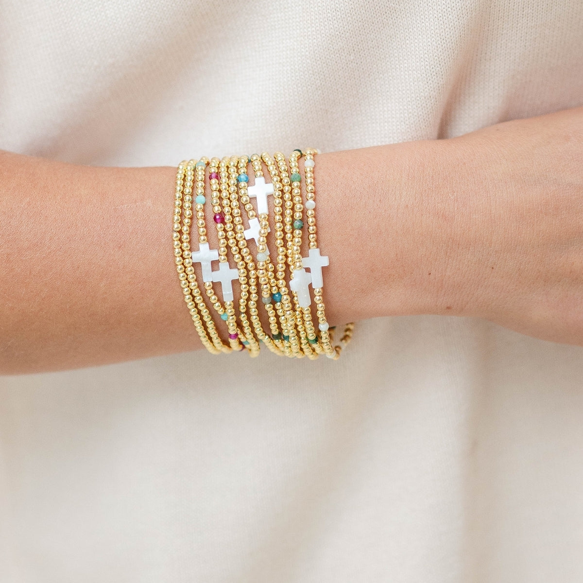 Cross Beaded Bracelet Charm Set
