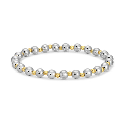 Set/12 6mm Stretch Bead Bracelet with 3mm Bead Accents