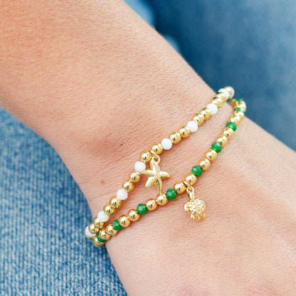 Starfish Charm Beaded Stretch Bracelet