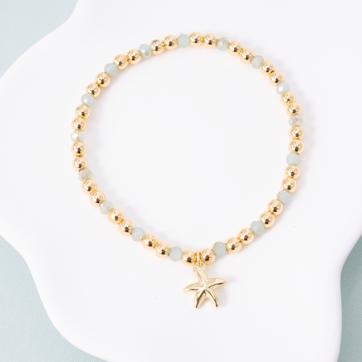 Starfish Charm Beaded Stretch Bracelet