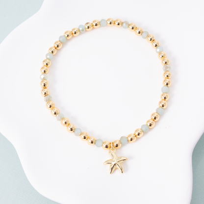 Starfish Charm Beaded Stretch Bracelet