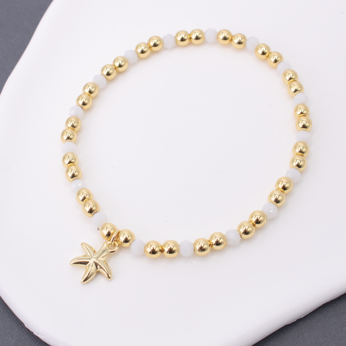 Starfish Charm Beaded Stretch Bracelet