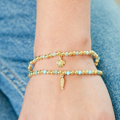 Fish Charm Beaded Stretch Bracelet