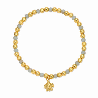 Turtle Charm Beaded Stretch Bracelet