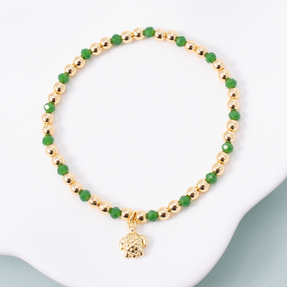 Turtle Charm Beaded Stretch Bracelet