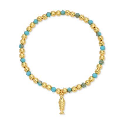 Fish Charm Beaded Stretch Bracelet