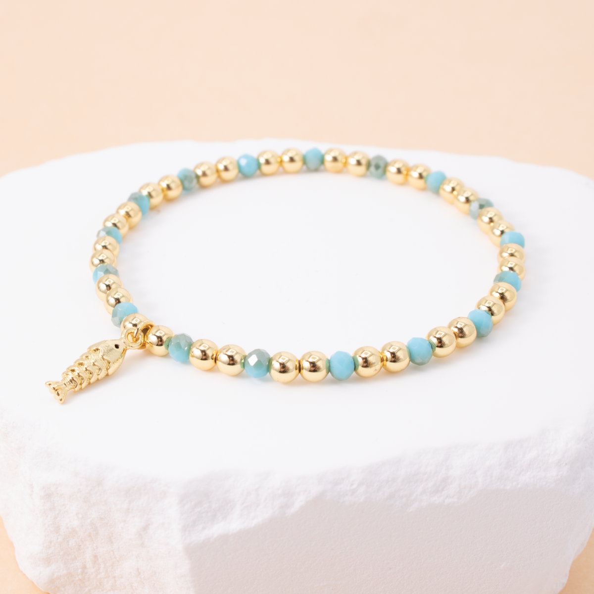 Fish Charm Beaded Stretch Bracelet