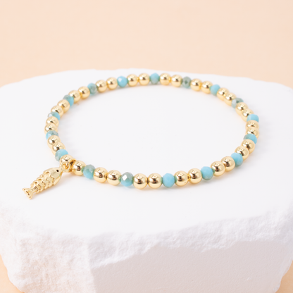 Fish Charm Beaded Stretch Bracelet