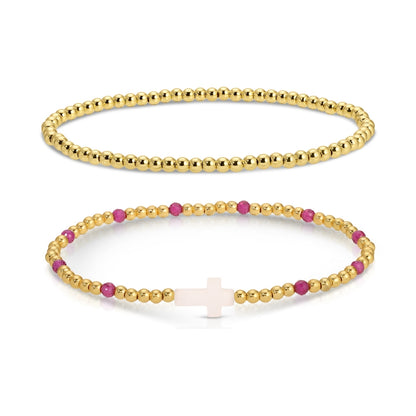 Cross Beaded Bracelet Charm Set