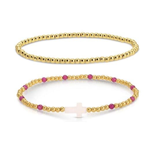 Cross Beaded Bracelet Charm Set