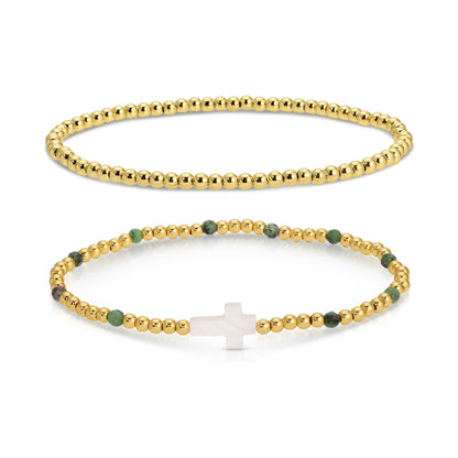 Cross Beaded Bracelet Charm Set