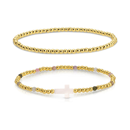 Cross Beaded Bracelet Charm Set