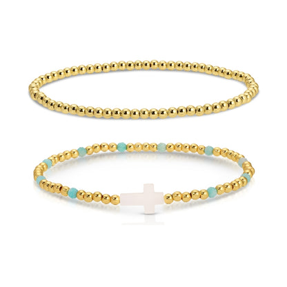 Cross Beaded Bracelet Charm Set