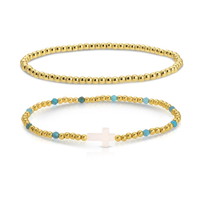 Cross Beaded Bracelet Charm Set