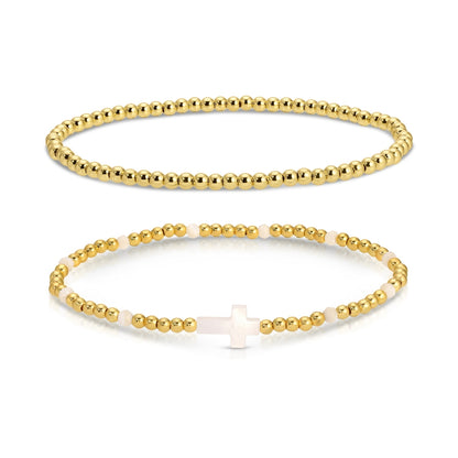 Cross Beaded Bracelet Charm Set