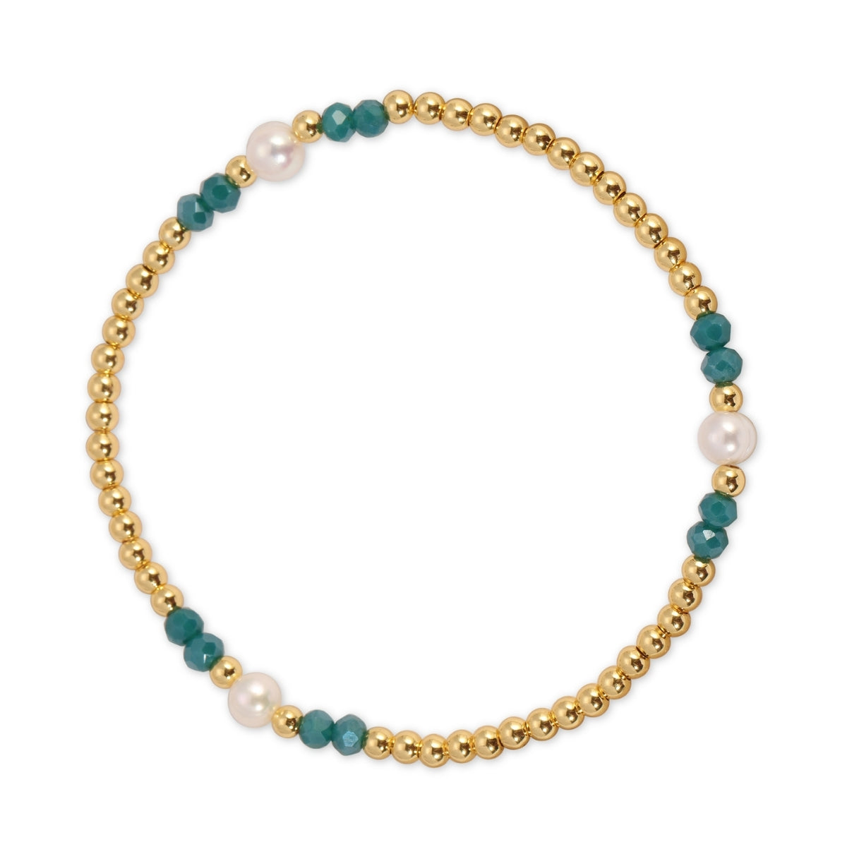 Set/12 3mm Beaded Crystal & Pearl Stretch Bracelets