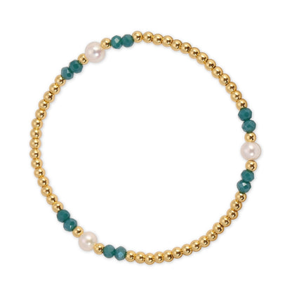 Set/12 3mm Beaded Crystal & Pearl Stretch Bracelets