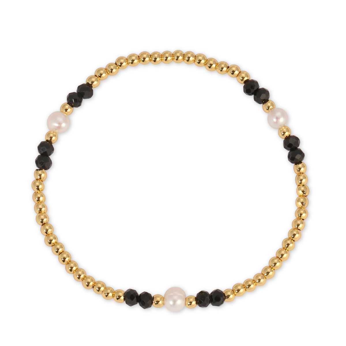 Set/12 3mm Beaded Crystal & Pearl Stretch Bracelets