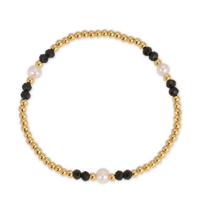Set/12 3mm Beaded Crystal & Pearl Stretch Bracelets